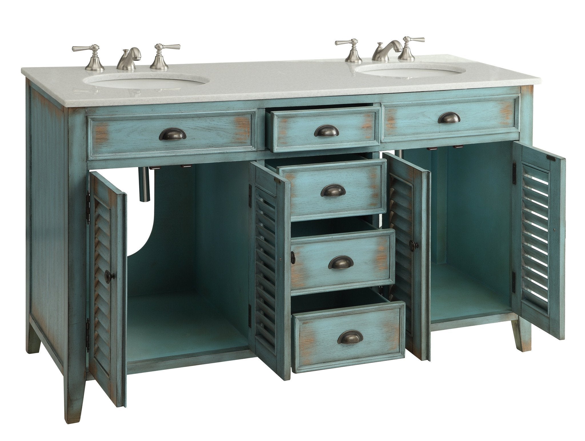 Chans Furniture CF-88323-60BU 60" inch Benton Collection Abbeville Double Sink Vanity Model