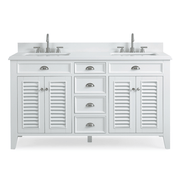 Chans Furniture GD-3028Q60D 60 Inch Contemporary Style Double Sink White Kalani Bathroom Vanity