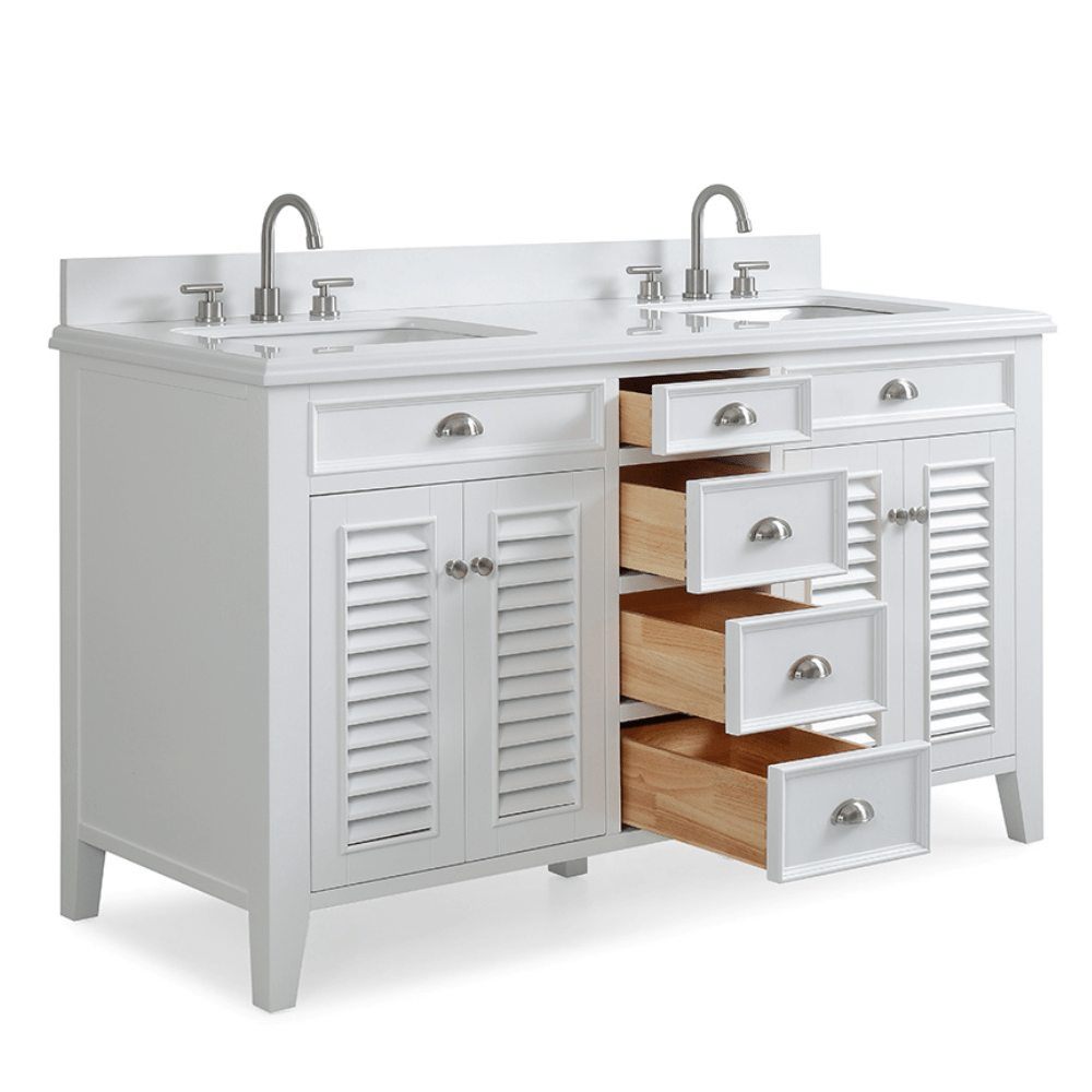 Chans Furniture GD-3028Q60D 60 Inch Contemporary Style Double Sink White Kalani Bathroom Vanity