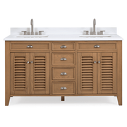 Chans Furniture GD-4028QWD-60D 60 Inch Contemporary Style Double Sink Wood Style Kalani Bathroom Vanity With White Quartz Top