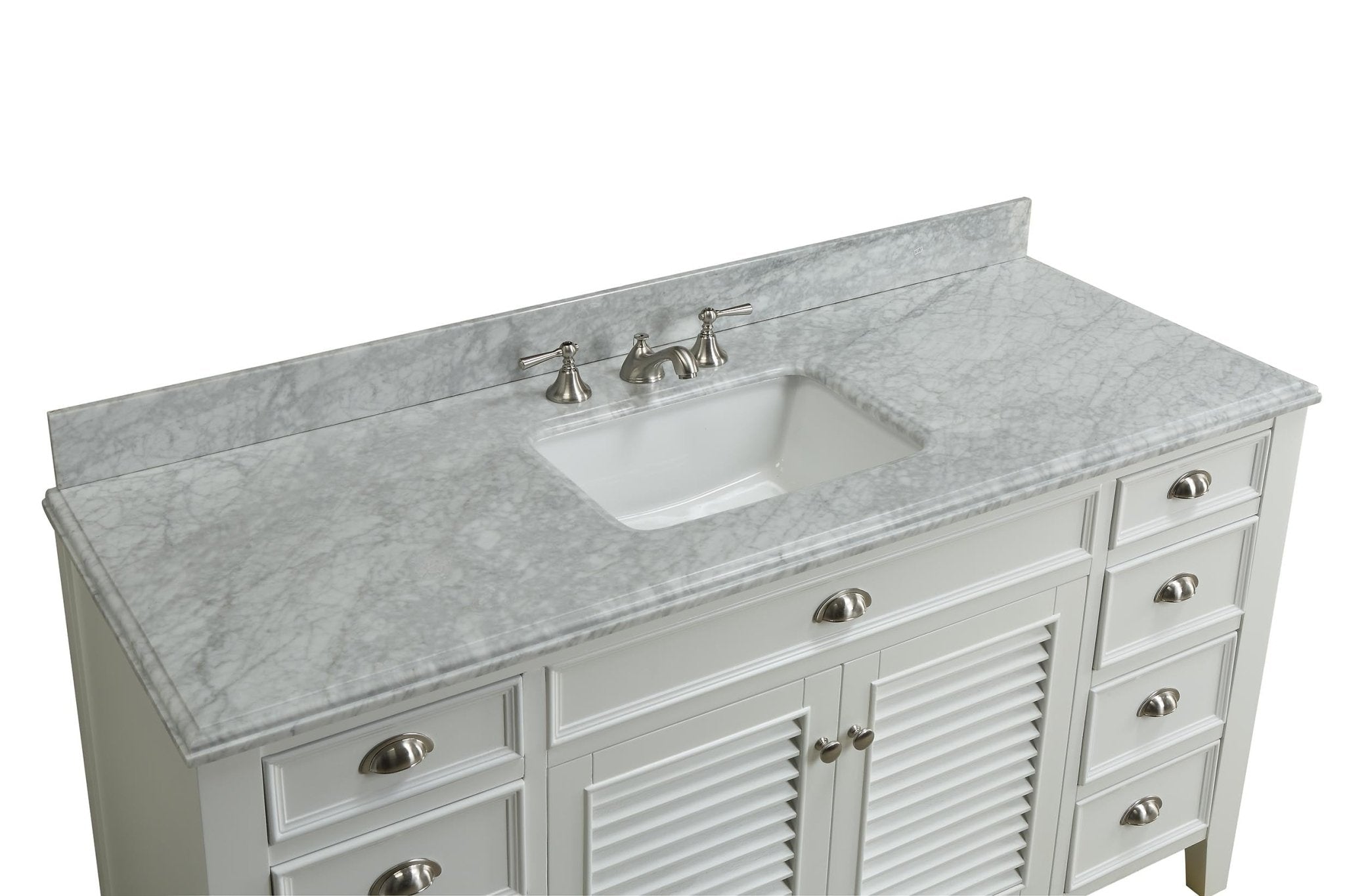 Chans Furniture GD-3028Q60D 60 Inch Contemporary Style Double Sink White Kalani Bathroom Vanity