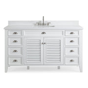 Chans Furniture GD-3028Q60S-QT 60 Inch Contemporary Style Single Sink White Kalani Bathroom Vanity