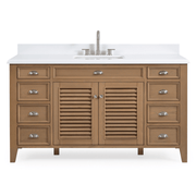 Chans Furniture GD-4028WD60S-QT 60 Inch Contemporary Style Single Sink Wood Finish Kalani Bathroom Vanity With White Quartz Top