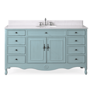Chans Furniture HF-6081LB 60 Inch Distressed Light Blue Single Sink Cottage Style Daleville Bathroom Vanity