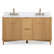 Chans Furniture GD-OE2260WD-60 60 Inch Double Sink Wood Finish Odelia Bathroom Vanity With White Quartz Top