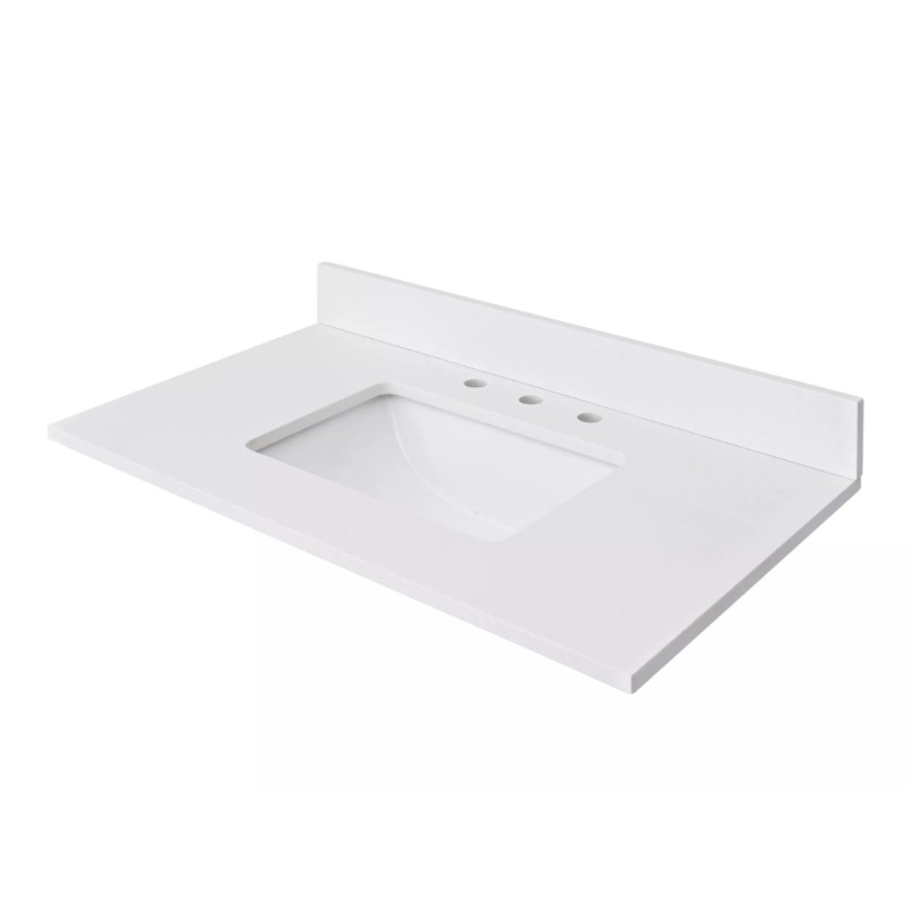 Chans Furniture TOP-1808 60 inch White Solid Surface Bathroom Vanity Counter Top With Double Sink