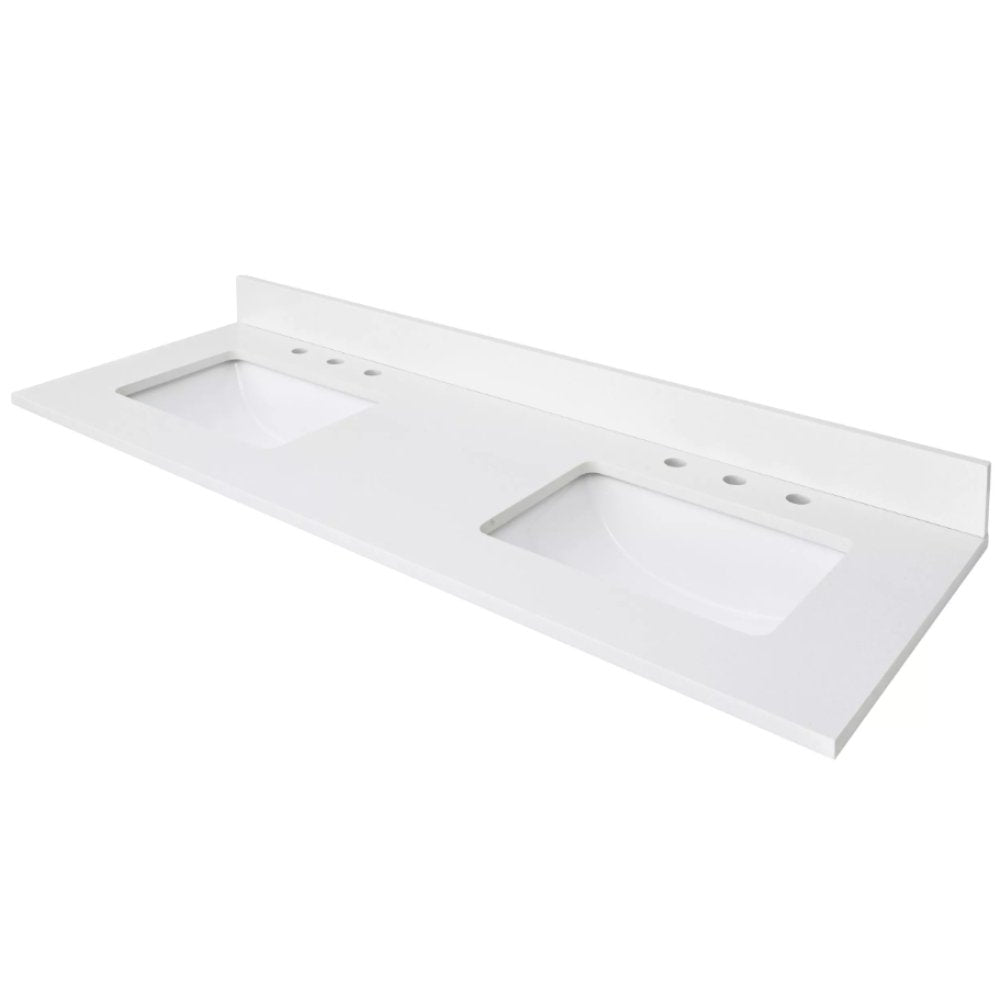 Chans Furniture TOP-1808 60 inch White Solid Surface Bathroom Vanity Counter Top With Double Sink