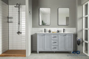 Isabel 60" Gray Double Bowls Bathroom Cabinet