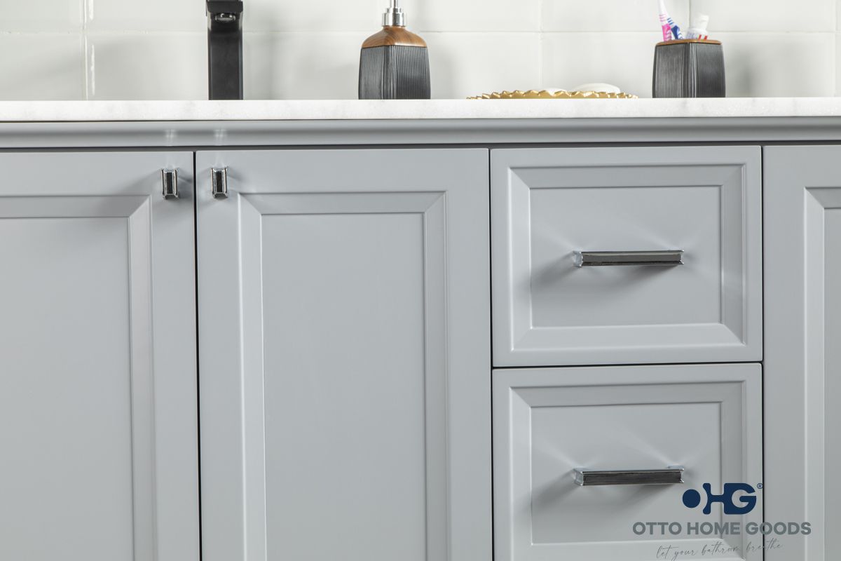 Isabel 60" Gray Double Bowls Bathroom Cabinet