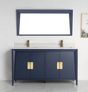 Chans Furniture CL-22NB60-QT 60" Larvotto Navy Blue Contemporary Double Sink Bathroom Vanity