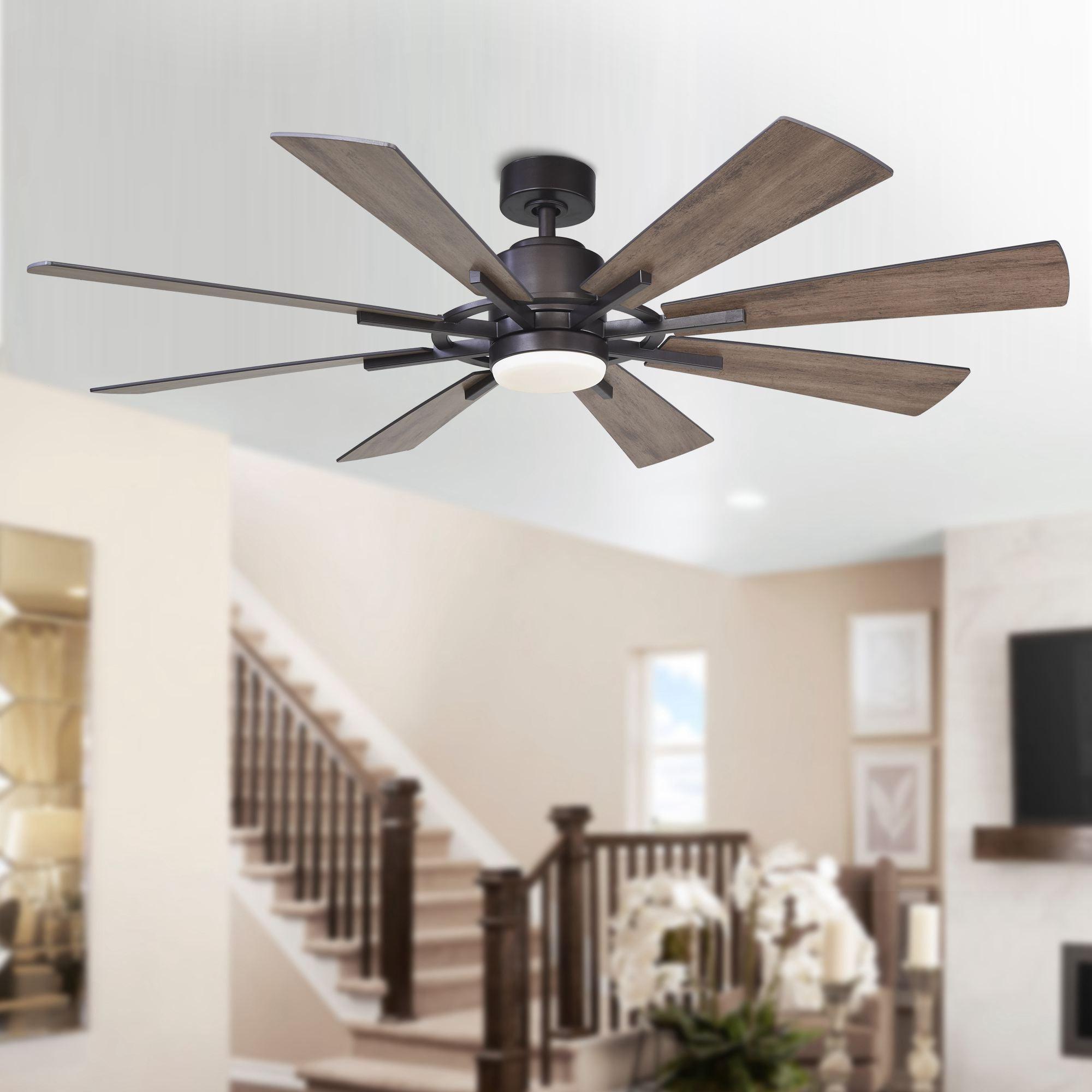 60" Oretha Windmill 8 Blade Led Indoor Oil Rubbed Bronze Ceiling Fan With Remote And Light Kit Included