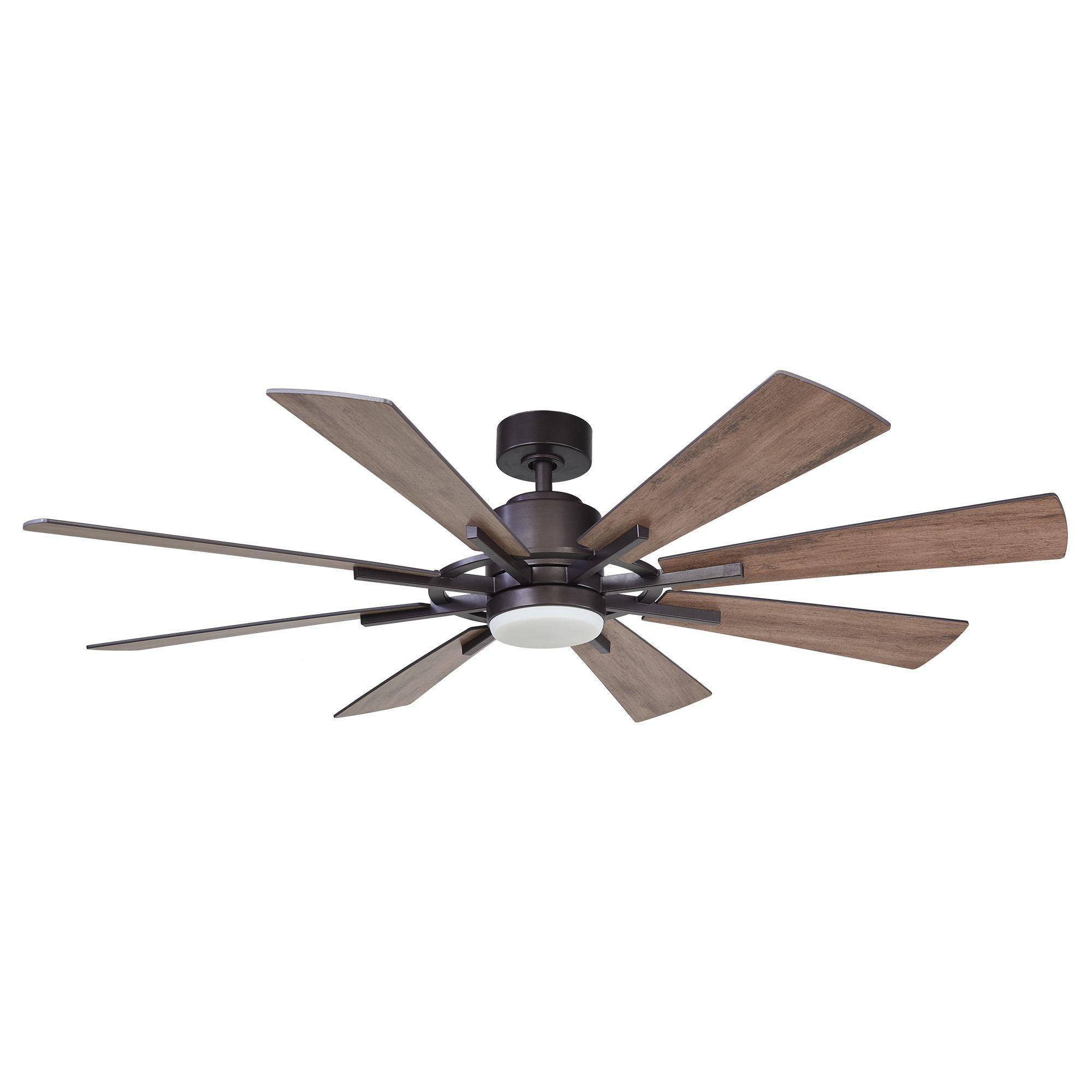 60" Oretha Windmill 8 Blade Led Indoor Oil Rubbed Bronze Ceiling Fan With Remote And Light Kit Included