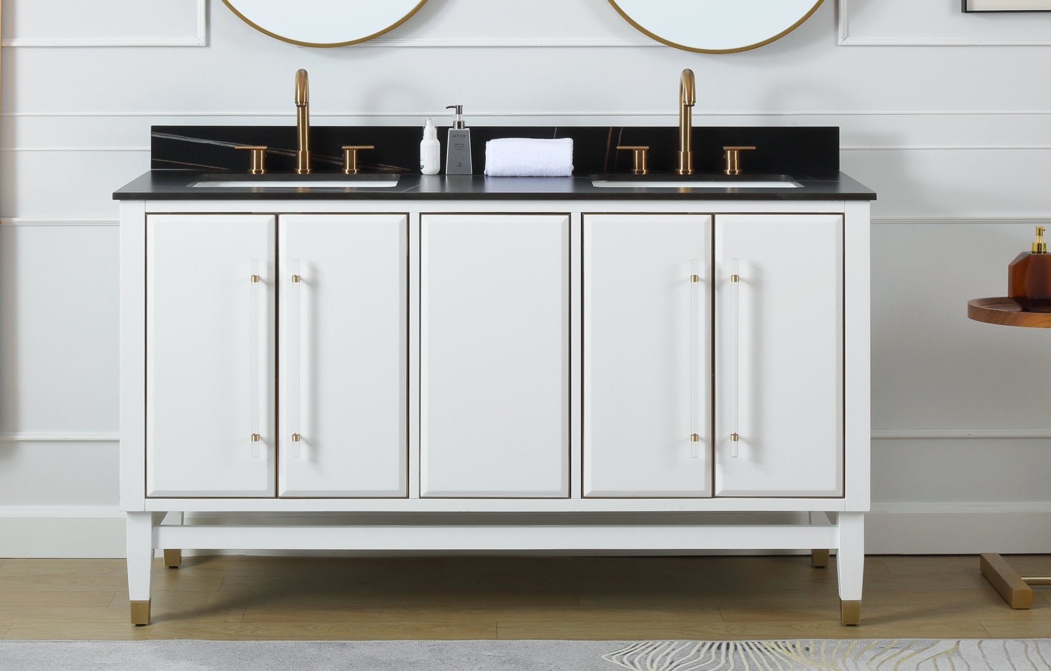 Chans Furniture Q164WT-D60GT 60" Tennant Brand Bertone Double Sink Bathroom Vanity