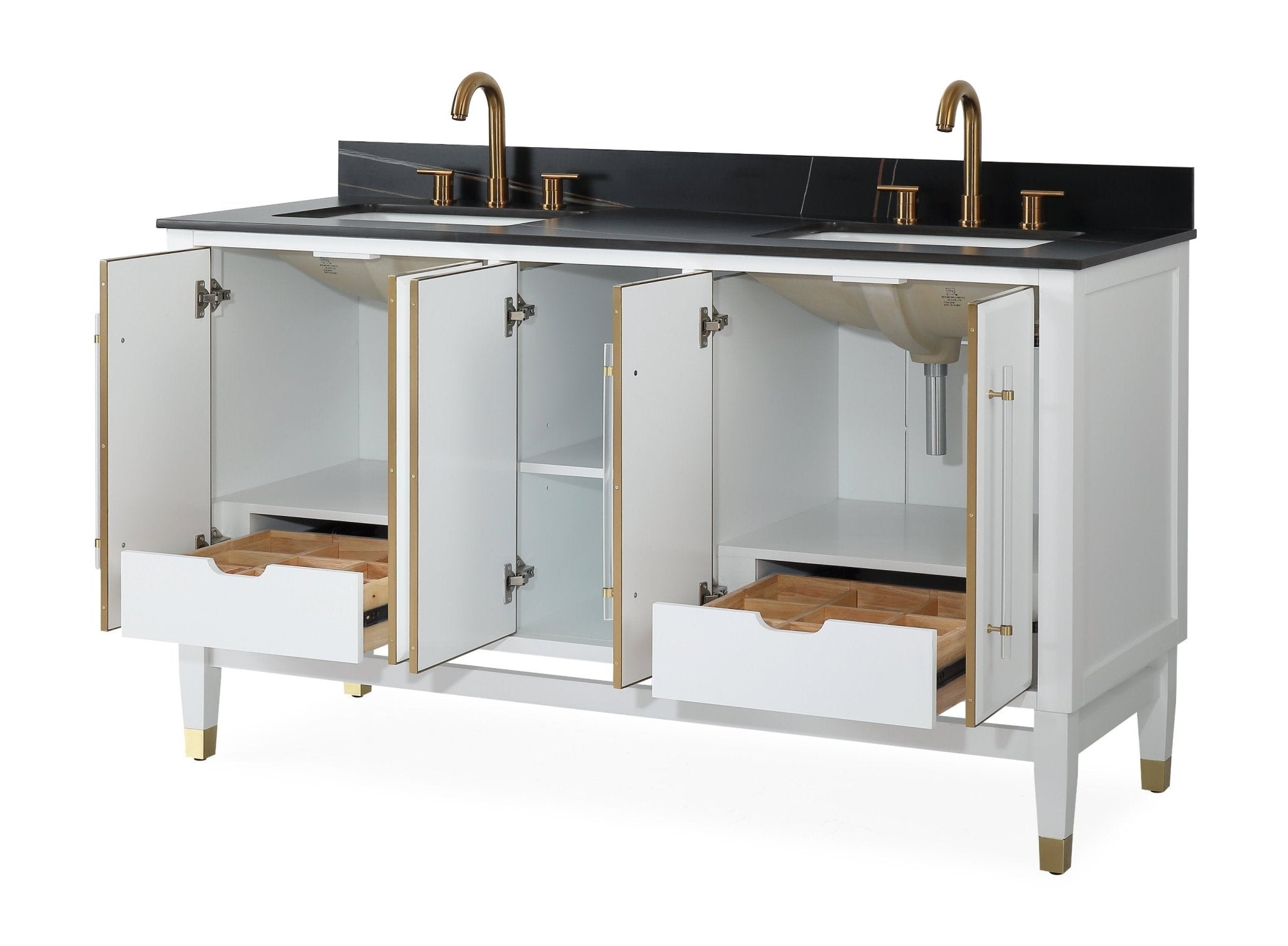 Chans Furniture Q164WT-D60GT 60" Tennant Brand Bertone Double Sink Bathroom Vanity