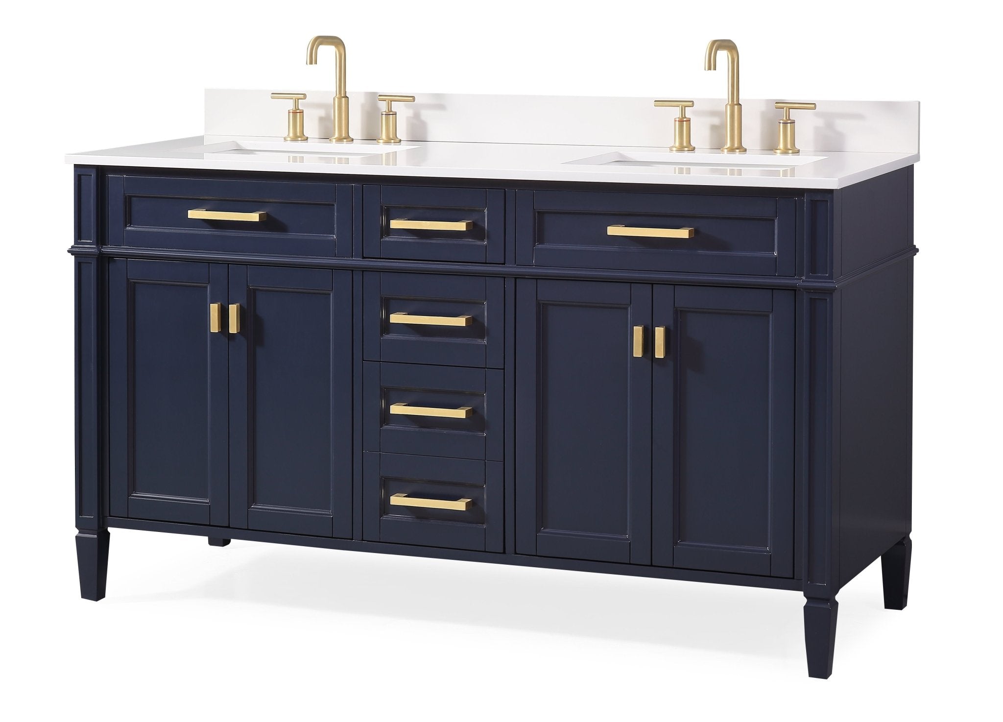 Chans Furniture 1808-D60NB 60" Tennant Brand Durand Modern Navy Blue Double Sink Bathroom Vanity