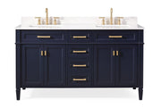 Chans Furniture 1808-D60NB 60" Tennant Brand Durand Modern Navy Blue Double Sink Bathroom Vanity