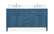 Chans Furniture QT-1808-D60TB 60" Tennant Brand Durand Modern Teal Blue Double Sink Bathroom Vanity