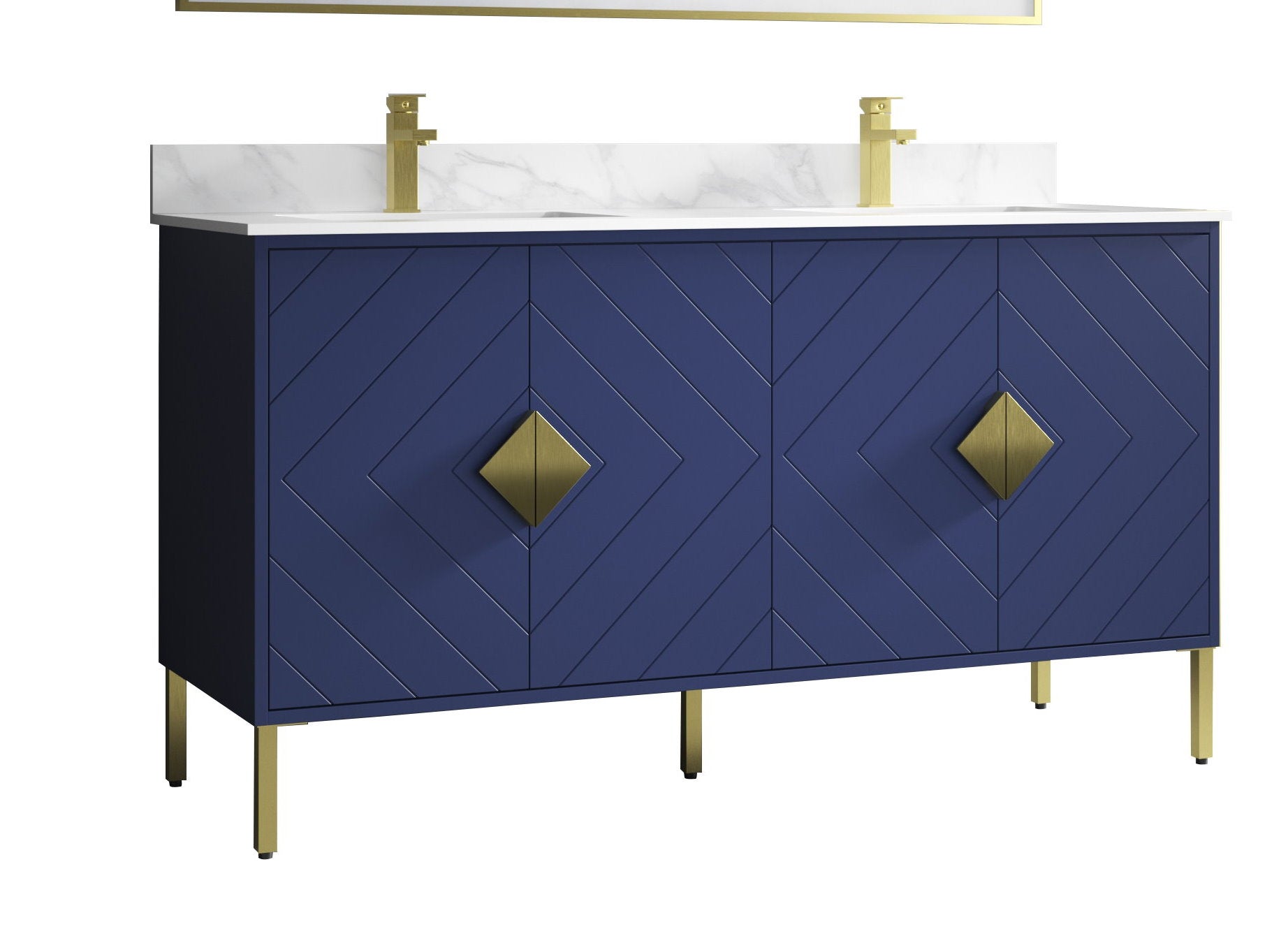 Chans Furniture AC-66NB60 60" Tennant Brand Eileen Modern Style Double Sink Bathroom Vanity