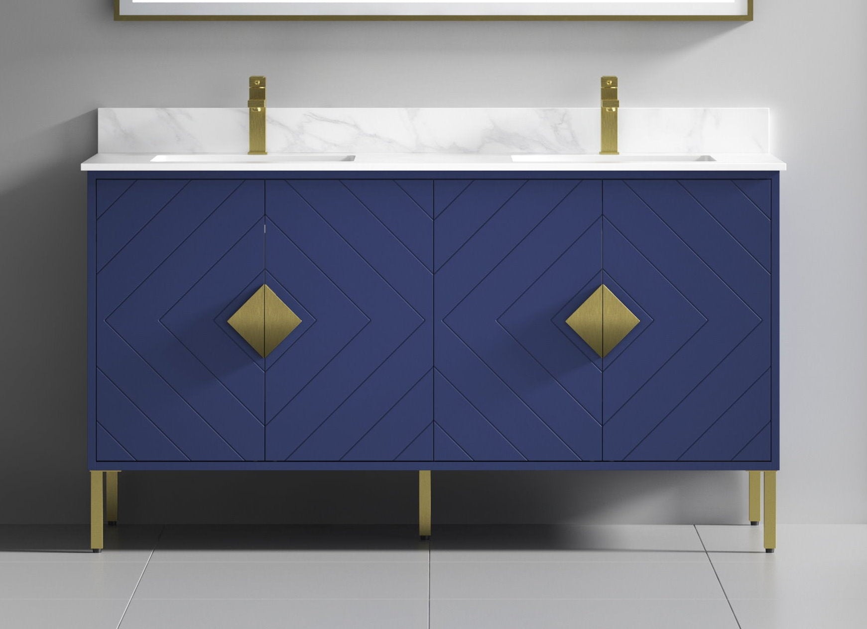 Chans Furniture AC-66NB60 60" Tennant Brand Eileen Modern Style Double Sink Bathroom Vanity