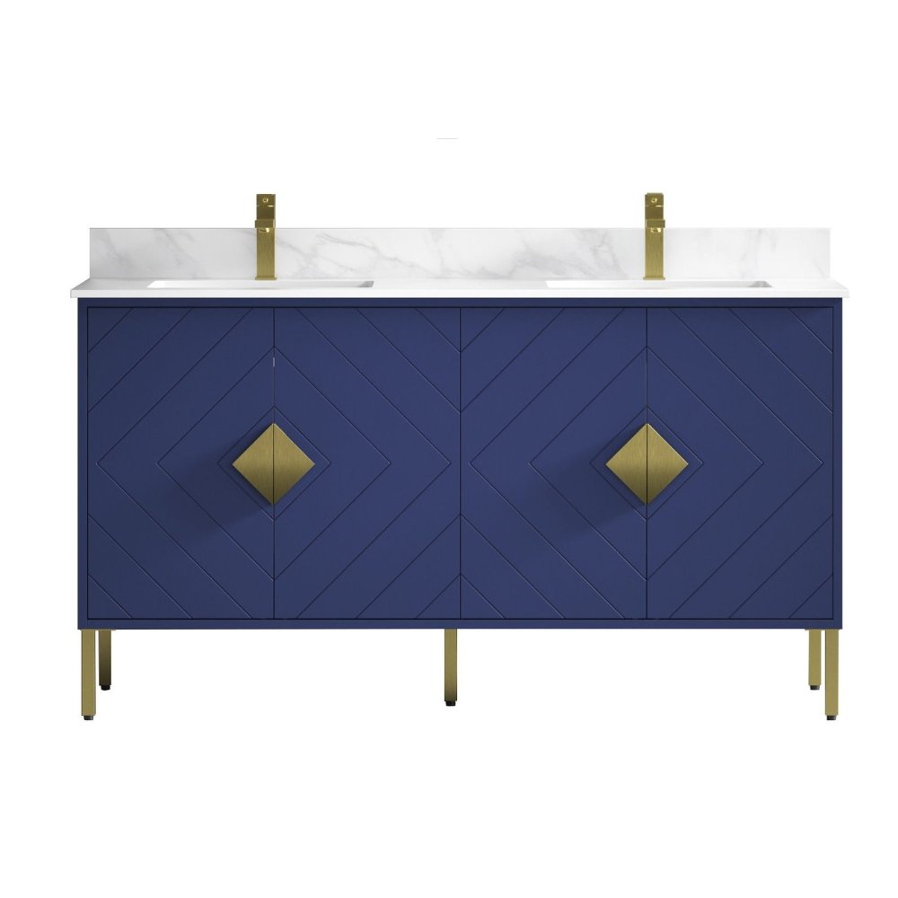 Chans Furniture AC-66NB60 60" Tennant Brand Eileen Modern Style Double Sink Bathroom Vanity