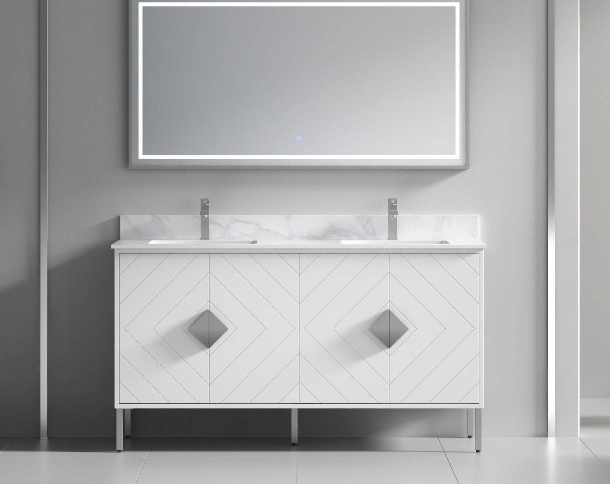 Chans Furniture AC-66WT60 60" Tennant Brand Eileen Modern Style Double Sink Bathroom Vanity