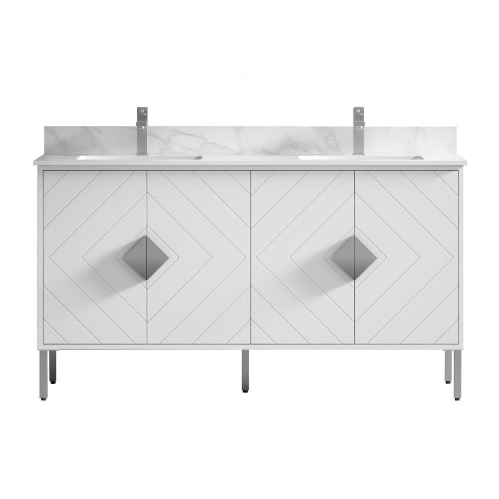Chans Furniture AC-66WT60 60" Tennant Brand Eileen Modern Style Double Sink Bathroom Vanity