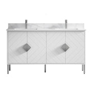 Chans Furniture AC-66WT60 60" Tennant Brand Eileen Modern Style Double Sink Bathroom Vanity