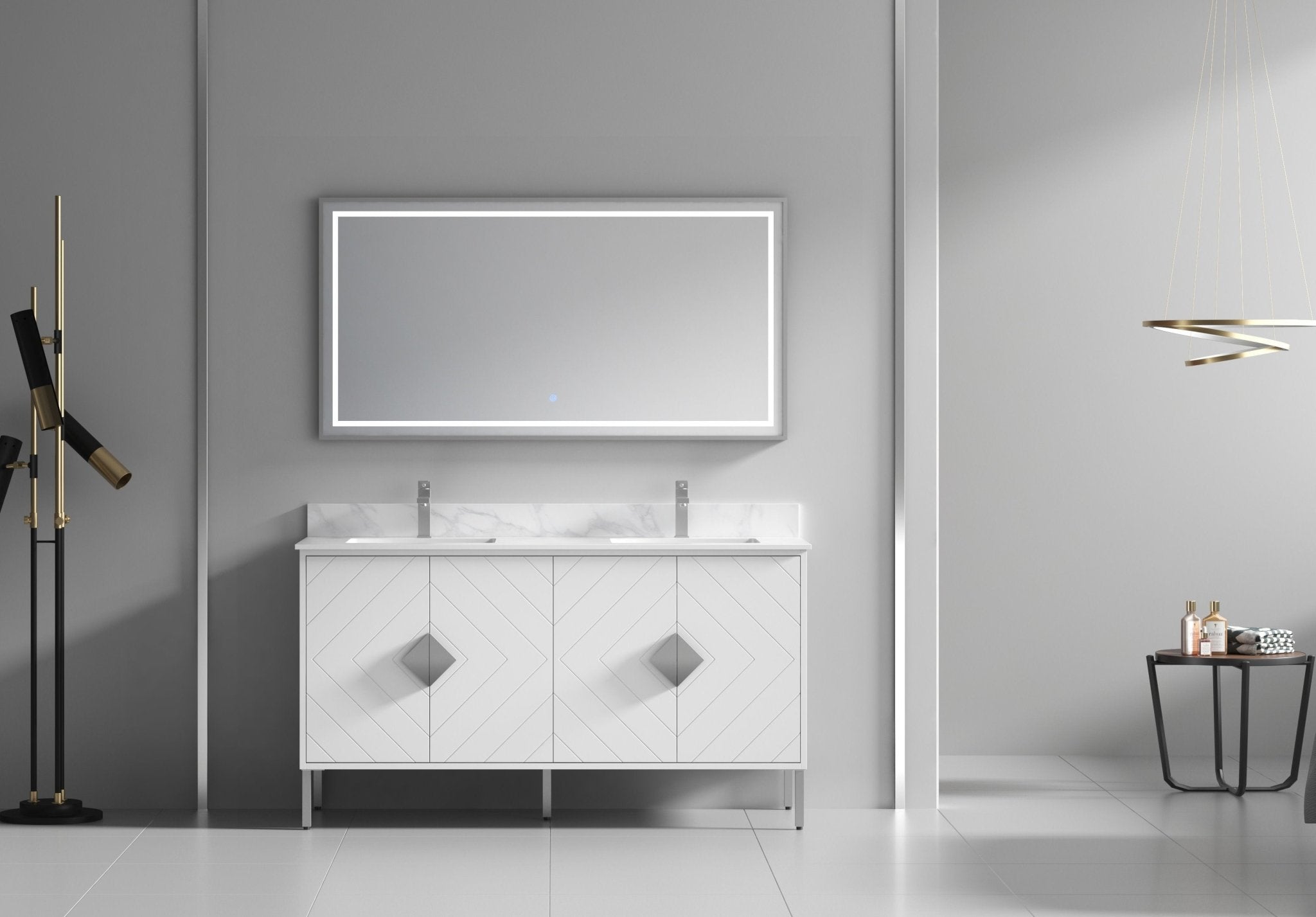 Chans Furniture AC-66WT60 60" Tennant Brand Eileen Modern Style Double Sink Bathroom Vanity
