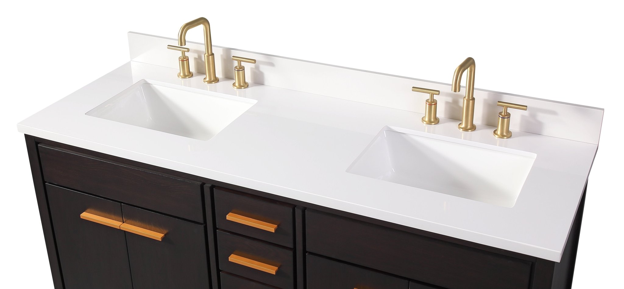 Chans Furniture TB-9838-D60DK-QT 60"  Tennant Brand Modern Style Beatrice Double Sink Bathroom Vanity