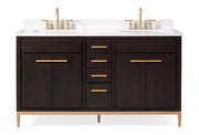 Chans Furniture TB-9838-D60DK-QT 60"  Tennant Brand Modern Style Beatrice Double Sink Bathroom Vanity