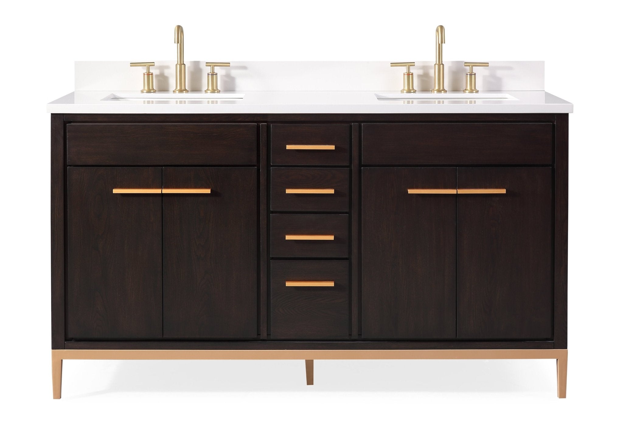 Chans Furniture TB-9838-D60DK-QT 60"  Tennant Brand Modern Style Beatrice Double Sink Bathroom Vanity