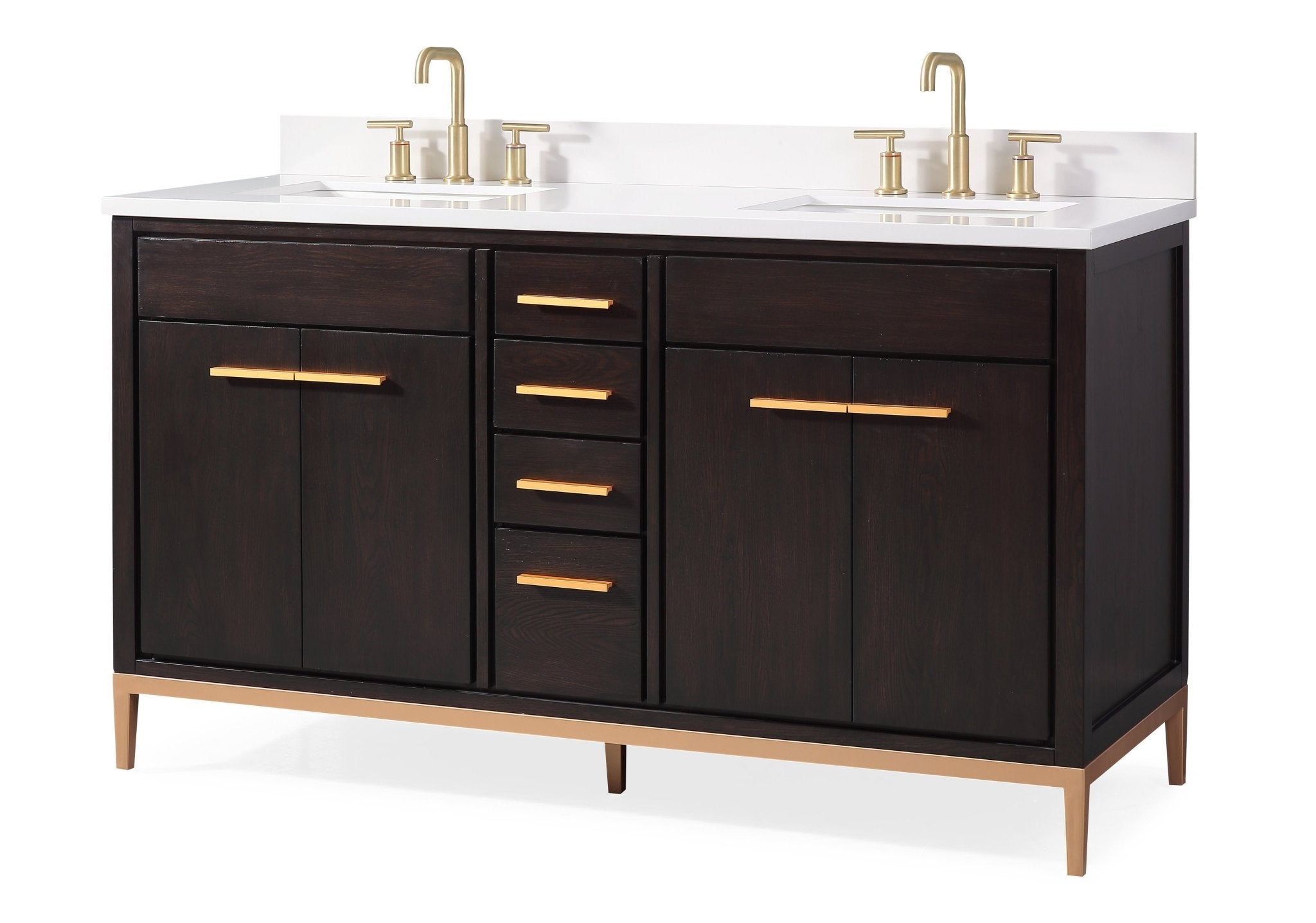 Chans Furniture TB-9838-D60DK-QT 60"  Tennant Brand Modern Style Beatrice Double Sink Bathroom Vanity