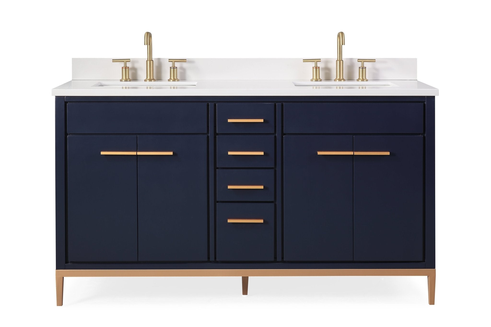 Chans Furniture TB-9444-D60NB 60" Tennant Brand Modern Style Navy Blue Beatrice Double Sink Bathroom Vanity