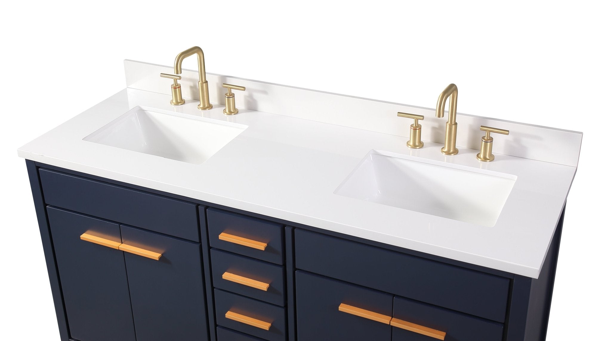 Chans Furniture TB-9444-D60NB 60" Tennant Brand Modern Style Navy Blue Beatrice Double Sink Bathroom Vanity
