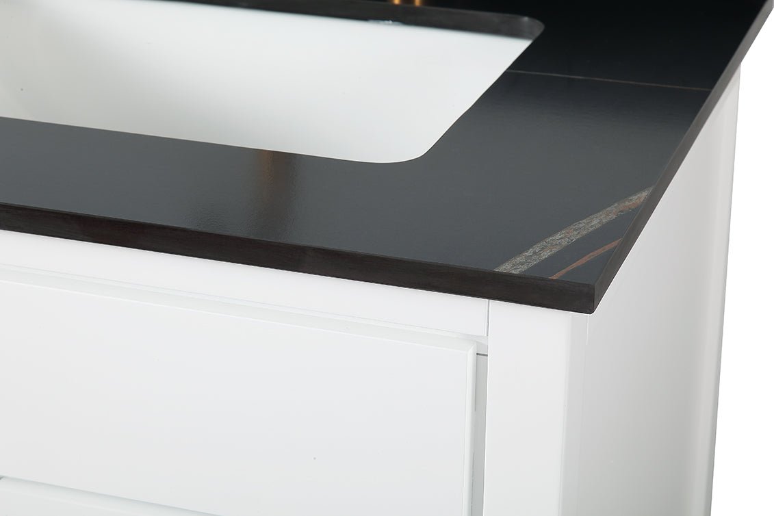 Chans Furniture TB-9777-W60GT 60" Tennant Brand Modern Style White Beatrice Double Sink Bathroom Vanity