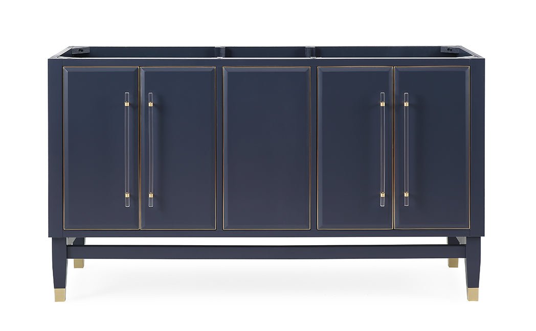 Chans Furniture Q169NB-D60QT 60" Tennant Brand Navy Blue Bertone Double Bathroom Sink Vanity