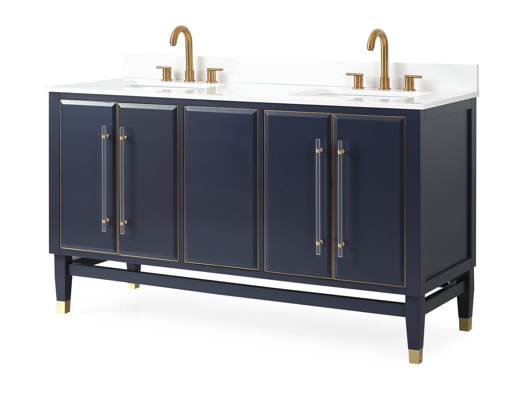 Chans Furniture Q169NB-D60QT 60" Tennant Brand Navy Blue Bertone Double Bathroom Sink Vanity