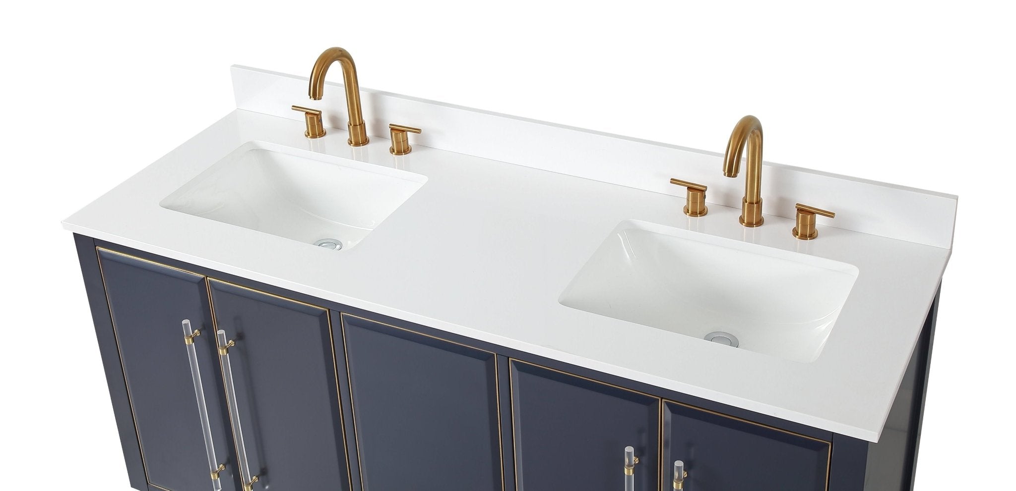 Chans Furniture Q169NB-D60QT 60" Tennant Brand Navy Blue Bertone Double Bathroom Sink Vanity