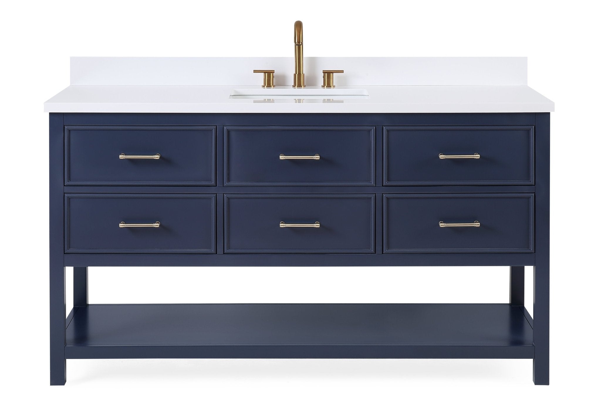 Chans Furniture QT-7440-NB60S 60"  Tennant Brand Navy Blue Color Felton Bathroom Sink Vanity