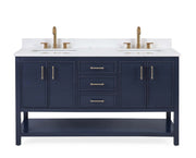Chans Furniture QT-7330-NB60 60" Tennant Brand Navy Blue Double Sink Bathroom Vanity - Felton