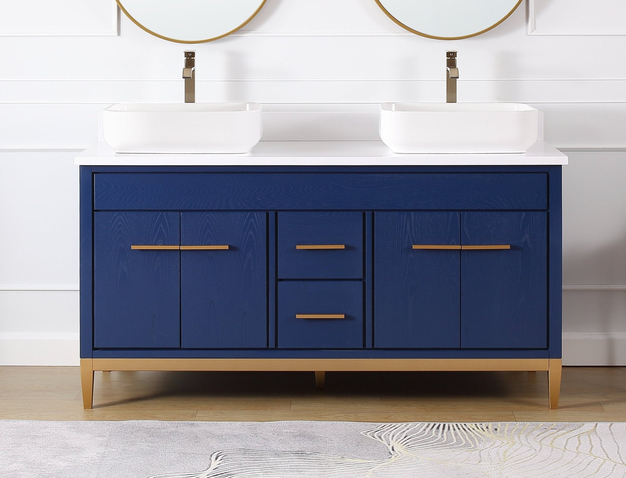 Chans Furniture 9960VB-60QT 60"  Tennant Brand Vessel sink Beatrice Double Sink Bathroom Vanity