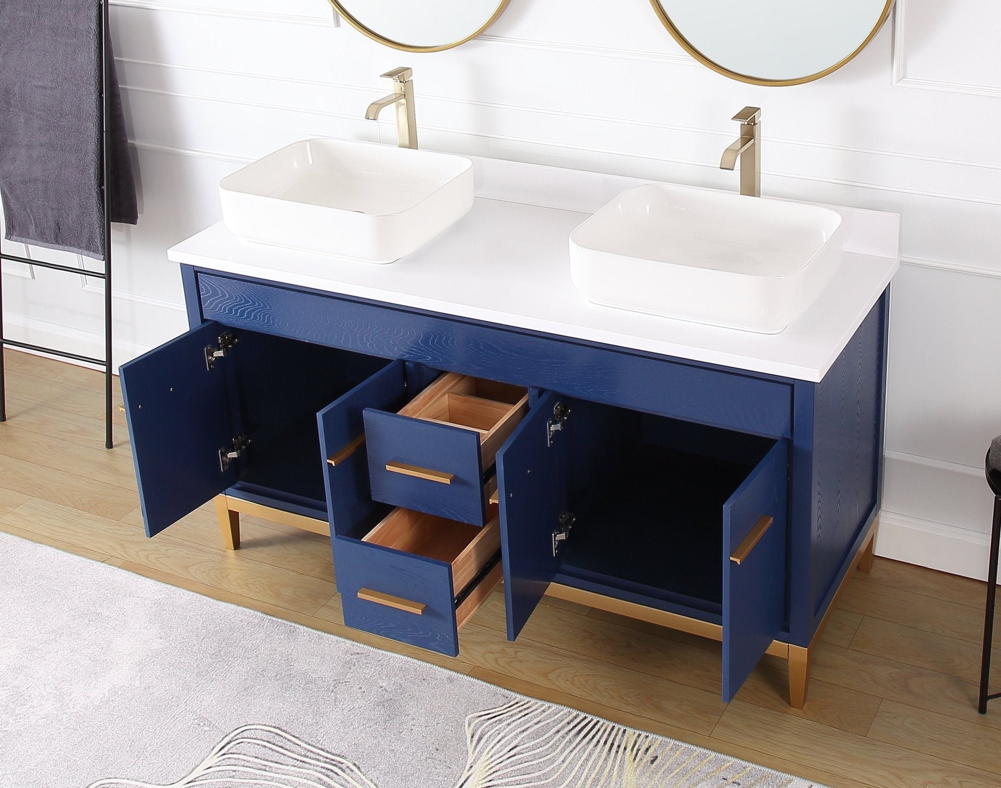 Chans Furniture 9960VB-60QT 60"  Tennant Brand Vessel sink Beatrice Double Sink Bathroom Vanity