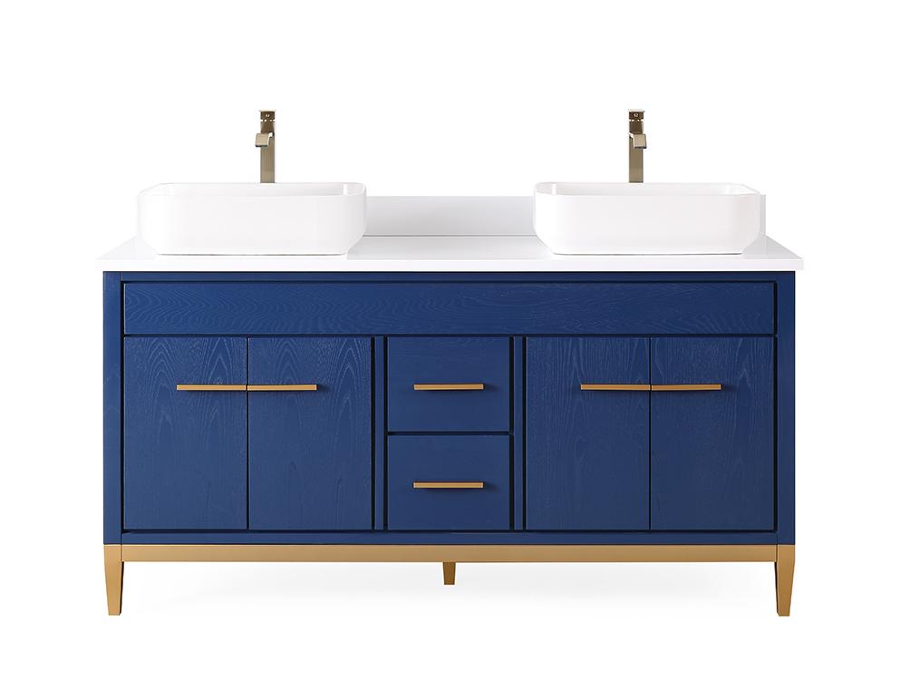Chans Furniture 9960VB-60QT 60"  Tennant Brand Vessel sink Beatrice Double Sink Bathroom Vanity