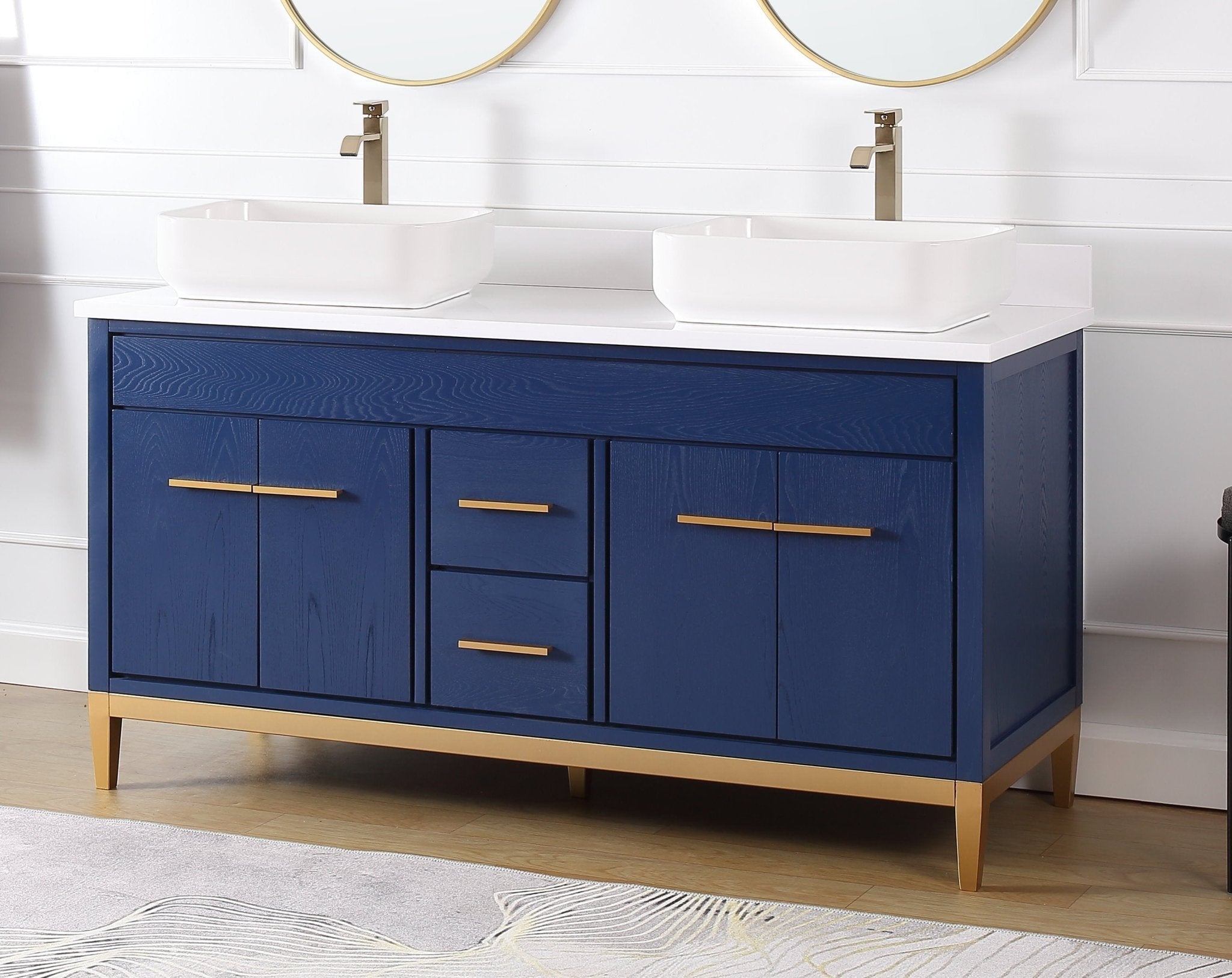Chans Furniture 9960VB-60QT 60"  Tennant Brand Vessel sink Beatrice Double Sink Bathroom Vanity