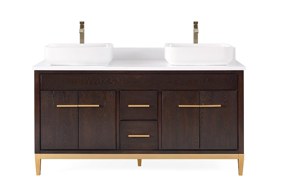 Chans Furniture 9960DK-60QT 60"  Tennant Brand Vessel sink Beatrice Double Sink Bathroom Vanity