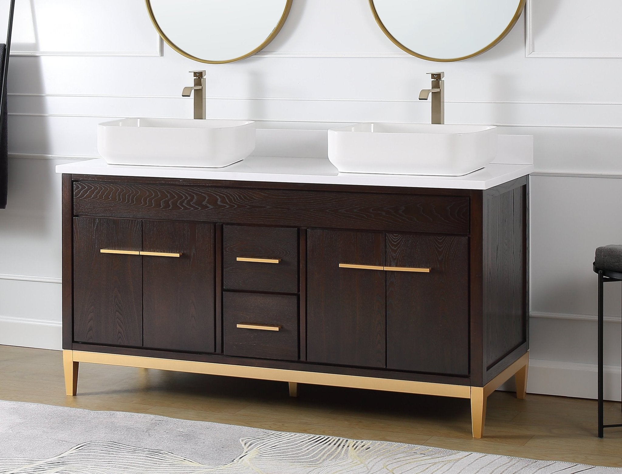 Chans Furniture 9960DK-60QT 60"  Tennant Brand Vessel sink Beatrice Double Sink Bathroom Vanity