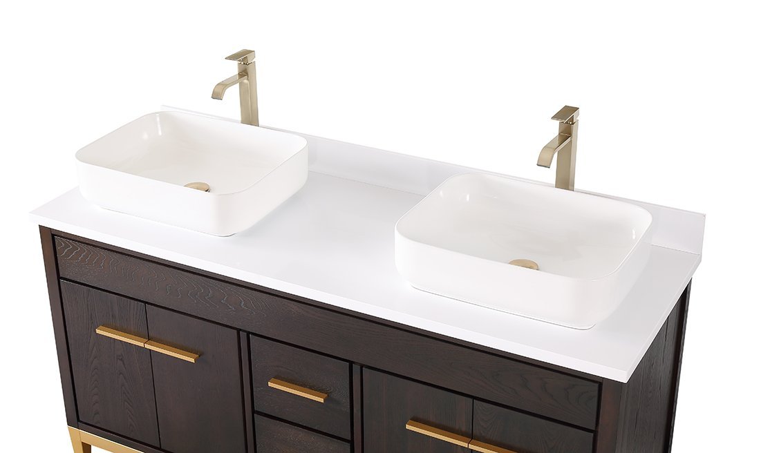 Chans Furniture 9960DK-60QT 60"  Tennant Brand Vessel sink Beatrice Double Sink Bathroom Vanity