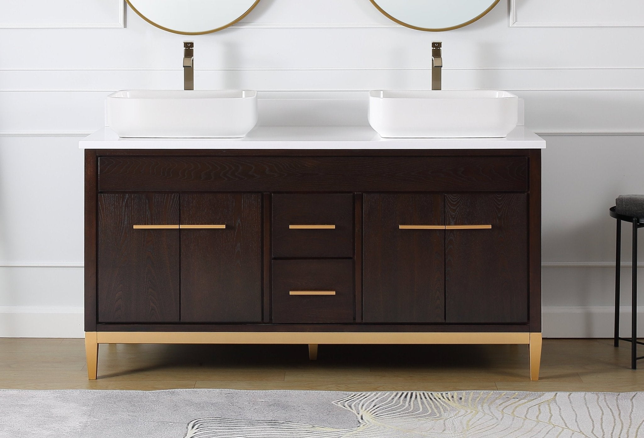 Chans Furniture 9960DK-60QT 60"  Tennant Brand Vessel sink Beatrice Double Sink Bathroom Vanity