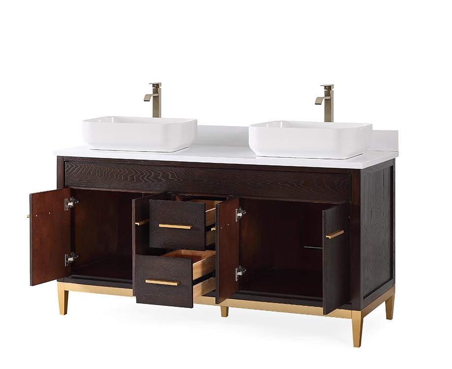 Chans Furniture 9960DK-60QT 60"  Tennant Brand Vessel sink Beatrice Double Sink Bathroom Vanity