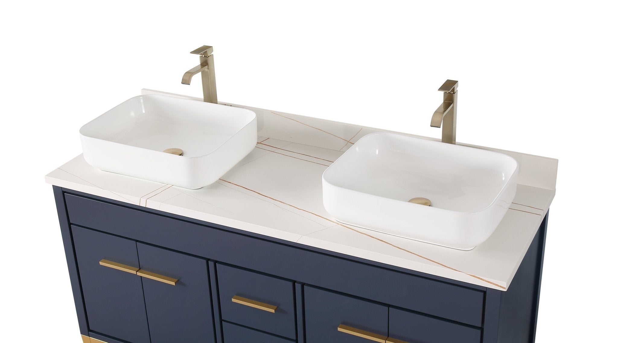 Chans Furniture 9960NB-60NU 60"  Tennant Brand Vessel sink Navy Blue Beatrice Double Sink Vanity
